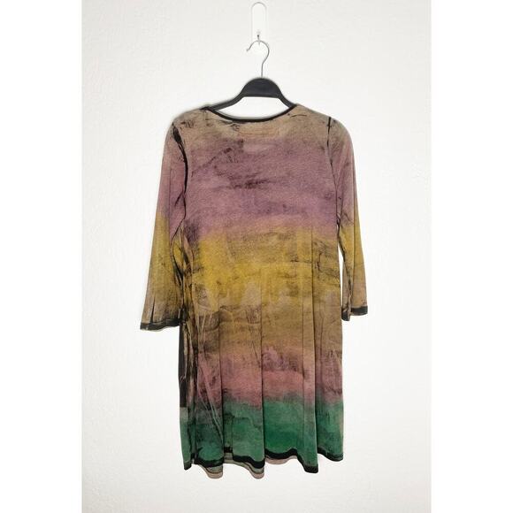 Raquel Allegra Basic Women's Long Sleeve Lightweight T Shirt Dress Colorful - Picture 2 of 8